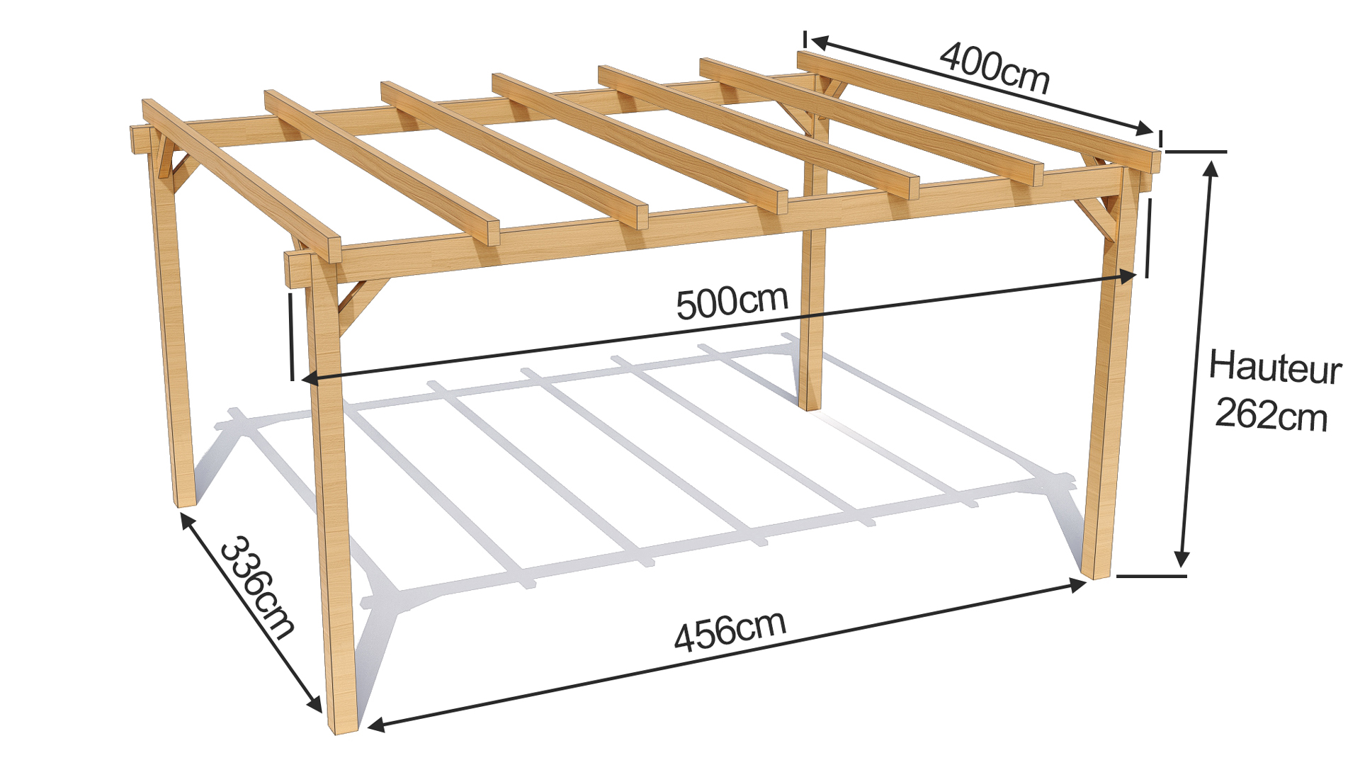 dimensions d'unbe pergola bois 5mx4m